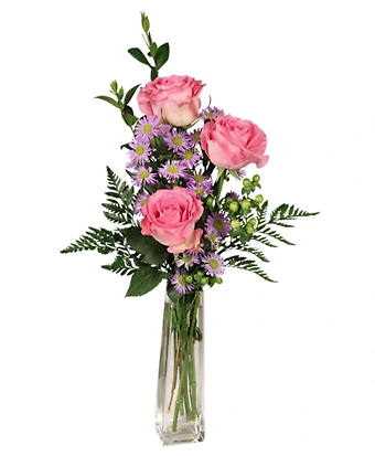 THREE'S A CHARM PINK ROSE BUD VASE